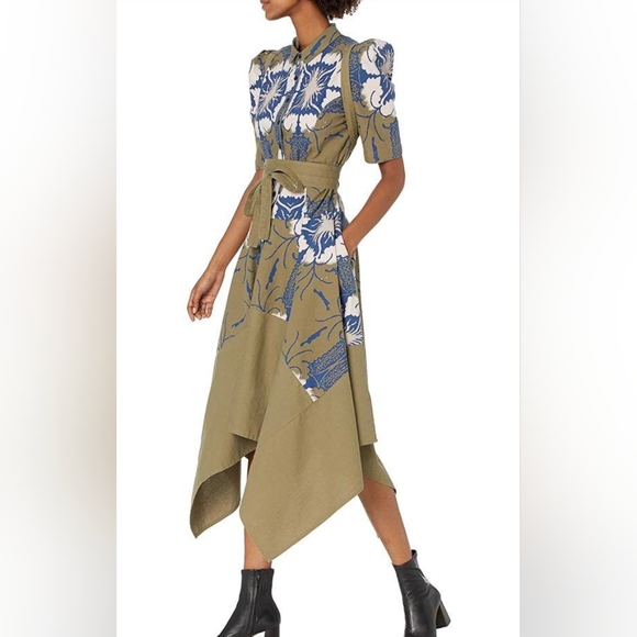 Making the Cut Season olive lace up midi Shirt Dress Sz XS New with tags - Picture 4 of 14